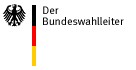 Logo des Bundeswahlleiters mit Bundesadler und neben schwarz-tot-gelbem Balken die Beschriftung "Der Bundeswahlleiter"